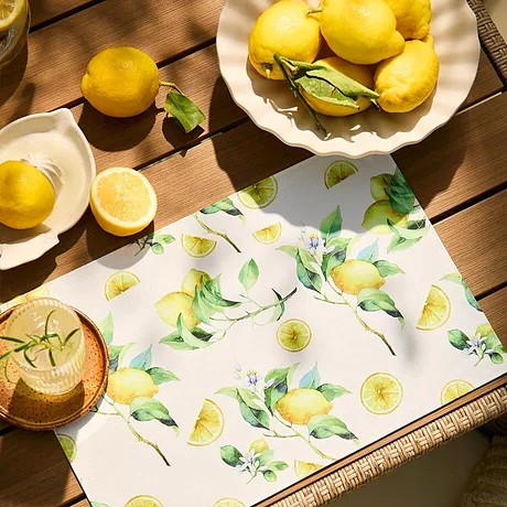 Maison & Jardin - Set de table (4 pces) à imprimé citron - blanc/jaune