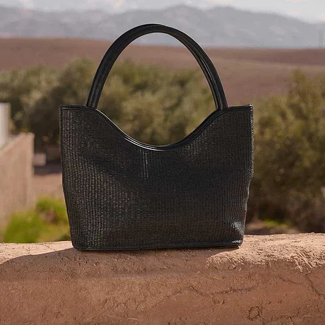Femme - Cabas aspect paille - noir