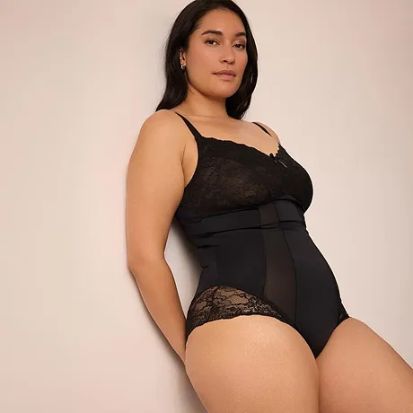 Femme - Body sculptant, maintien modéré - noir
