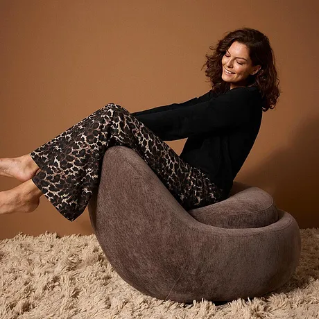 Femme - Pyjama avec haut côtelé et pantalon ample - léopard