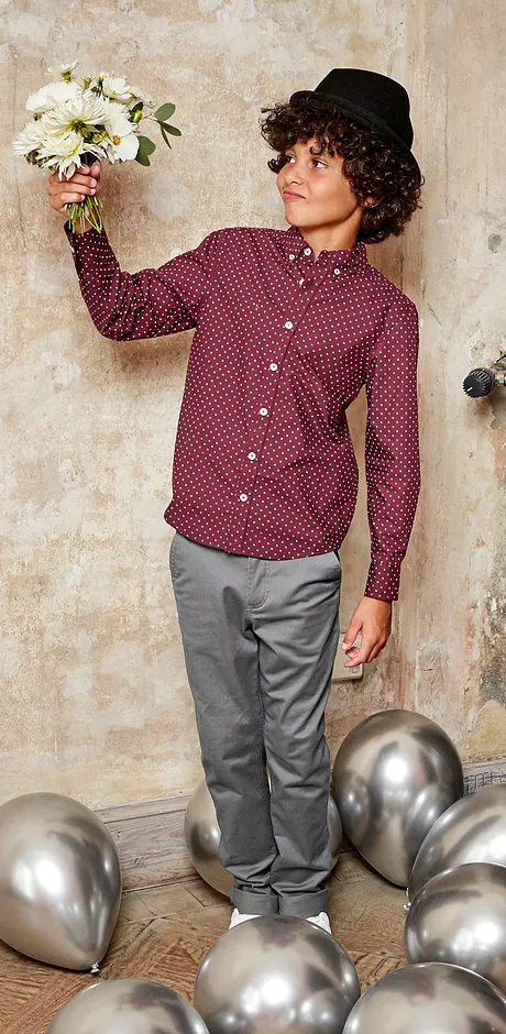 Kinder - Hemd, Slim Fit - ahornrot gemustert