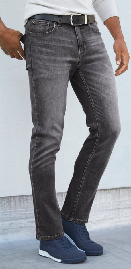 Homme - Jean extensible Regular Fit, Straight - gris denim