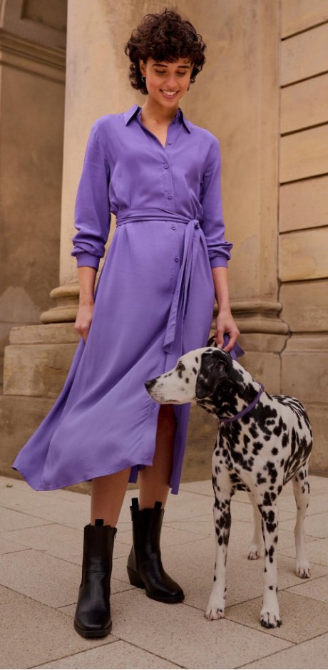 Femme - Robe-chemise en viscose durable - violet jacinthe