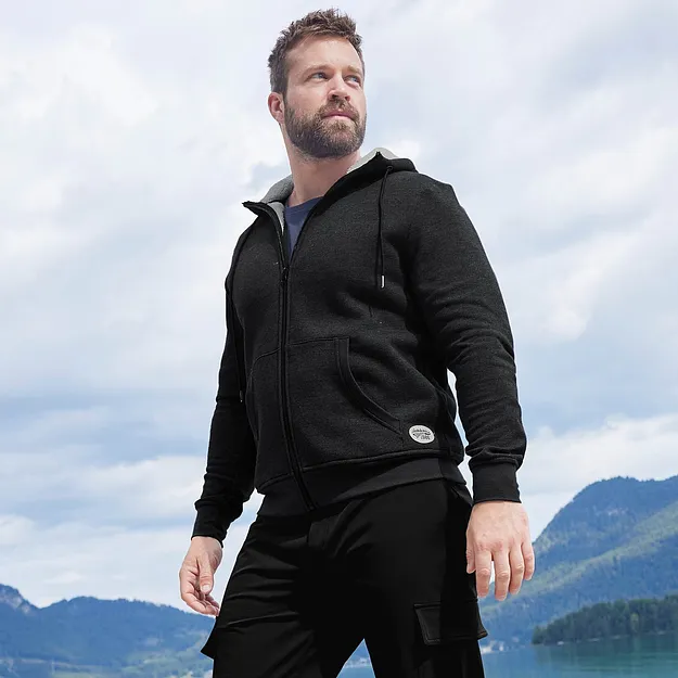 Herren - Thermo-Sweatjacke mit Kuschel-Fleece-Futter - anthrazit meliert
