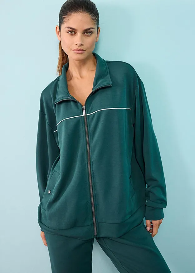 Tendance - Veste de sport ultra-douce avec modal - vert p&eacute;trole