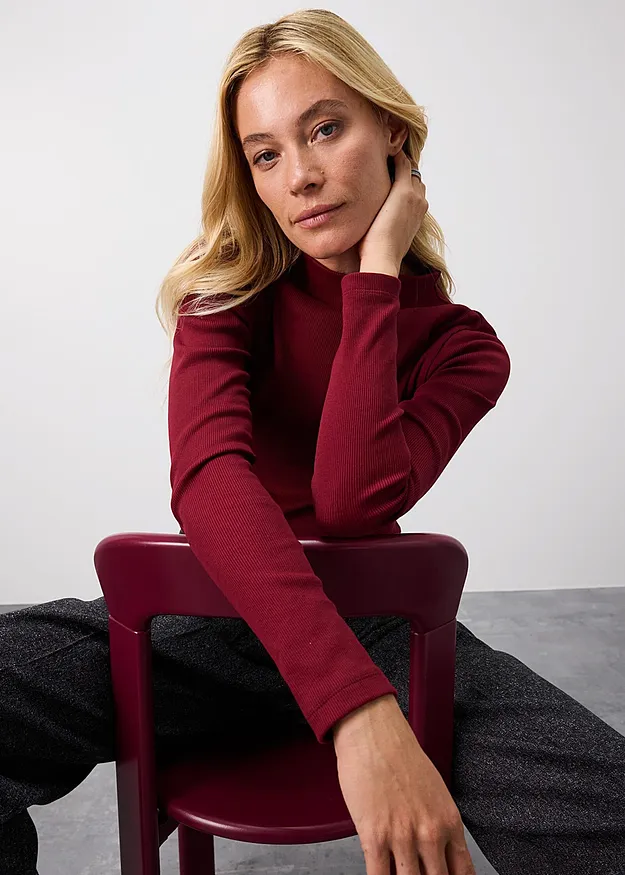 Heisenberg_FutureUse - Geripptes Langarmshirt - rubinrot