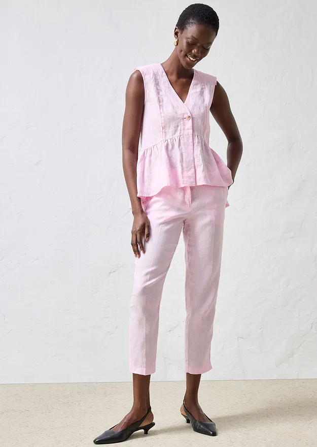 Im Trend - Weste aus reinem Leinen - kristallrosa