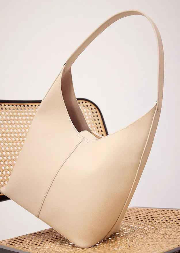 Tendance - Sac seau avec pochette int&eacute;rieure suppl&eacute;mentaire - cr&egrave;me