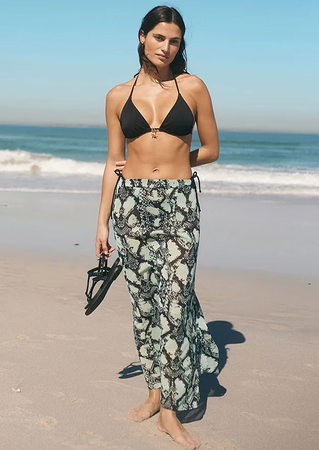 Tendance - Jupe de plage en mousseline - noir/vert menthe z&egrave;bre