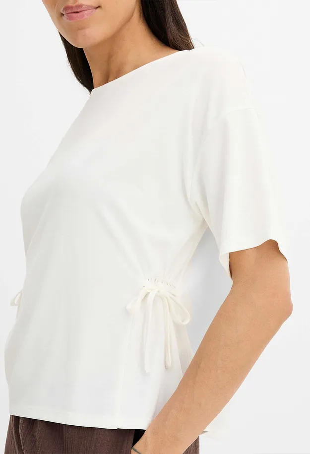Femme - T-shirt doux en viscose m&eacute;lang&eacute;e - &eacute;cru