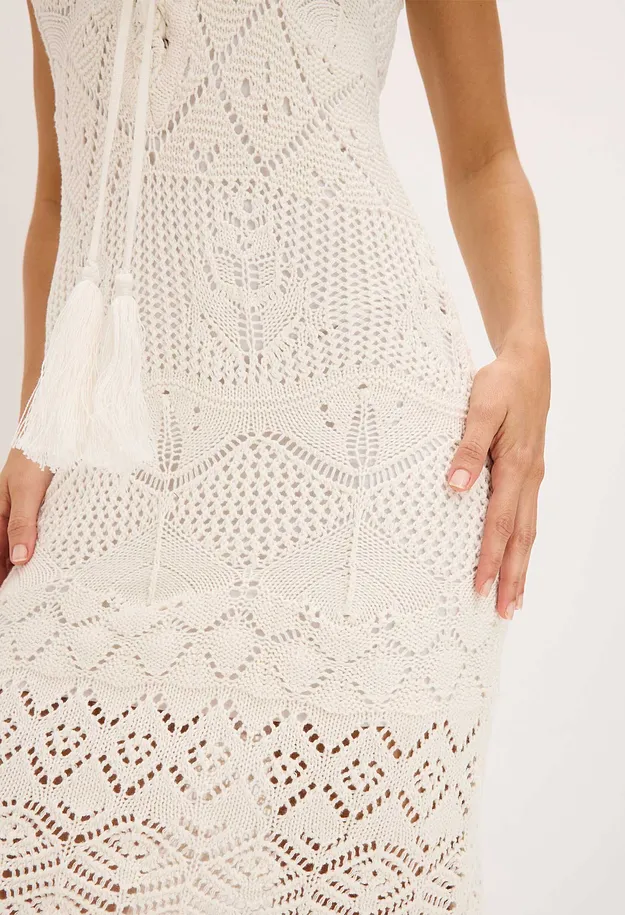 Femme - Robe en maille - blanc nacr&eacute;