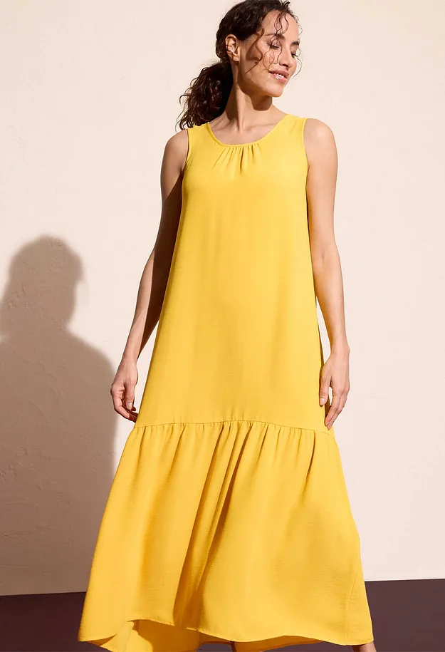 Damen - weites Maxikleid - safrangelb