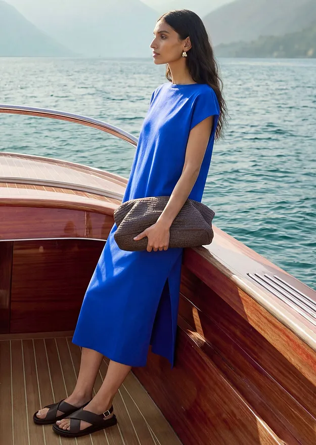 Damen - Shirtkleid aus Bio-Baumwolle - kobaltblau