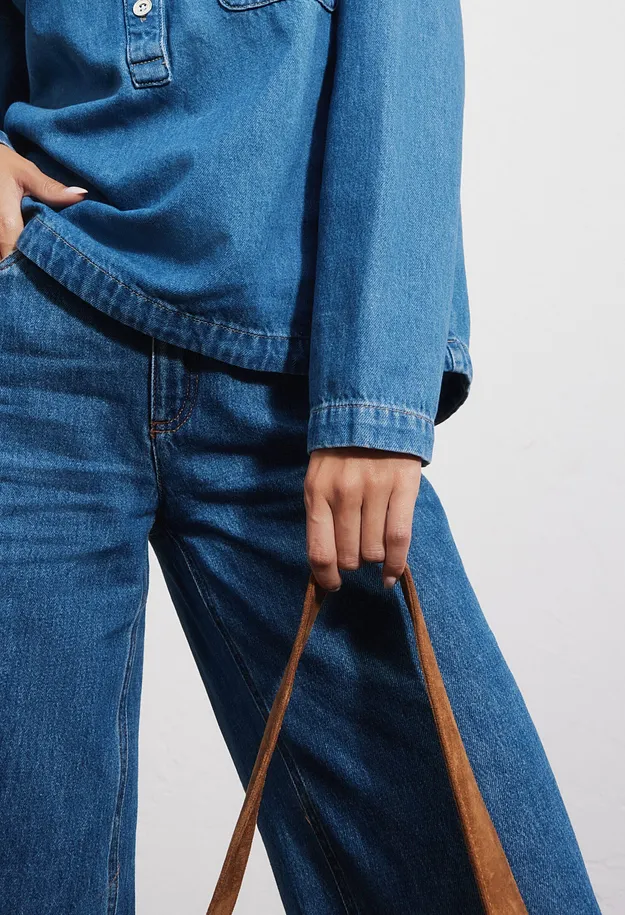 Femme - Blouse en jean - bleu denim used
