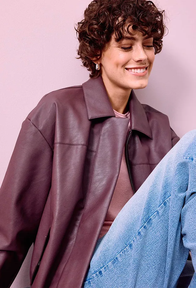 Femme - Blouson enduit - marron chocolat