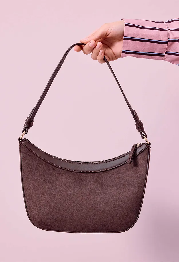 Femme - Petit sac &agrave; bandouli&egrave;re en su&eacute;dine - marron fonc&eacute;