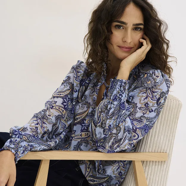 Tendance - Blouse en mousseline - bleu clair paisley