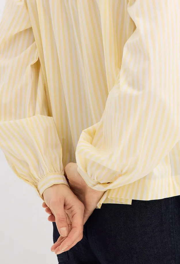 Tendance - Chemisier en popeline solide - jaune clair/blanc ray&eacute; verticalement