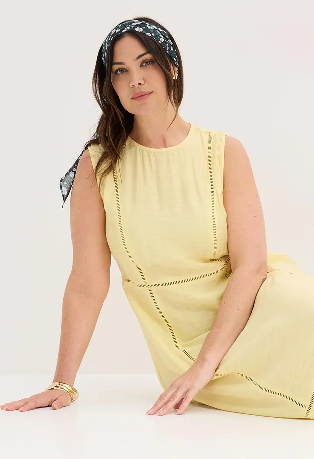 Damen - Midikleid aus softem Viskose-Mix - hellgelb