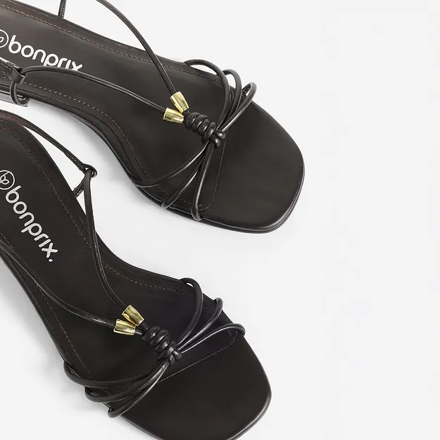 Tendance - Sandales &agrave; lani&egrave;res et d&eacute;tails m&eacute;talliques - marron fonc&eacute;
