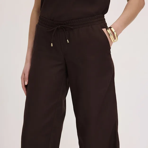 Femme - Pantalon large &agrave; pinces - marron fonc&eacute;