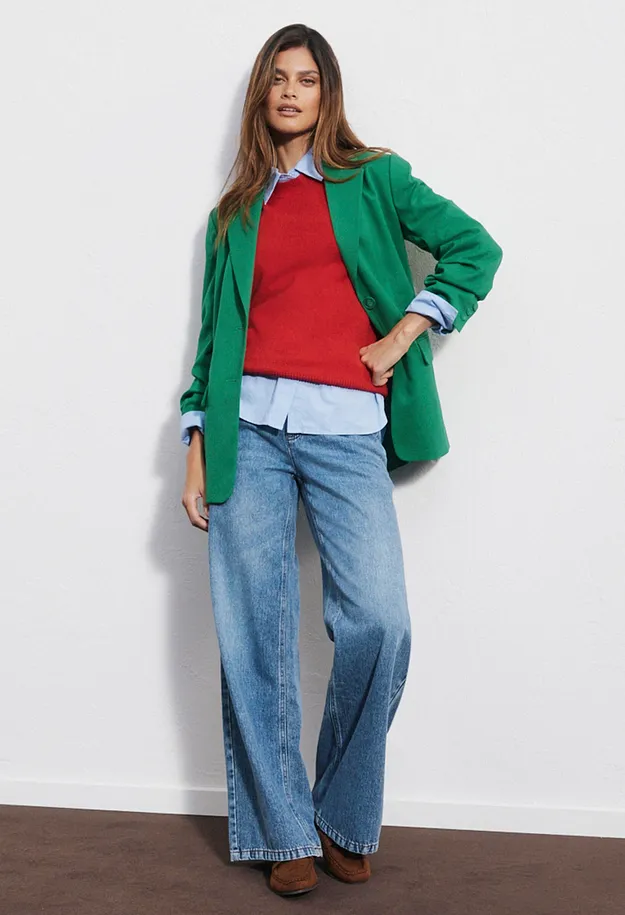 Damen - Blazer aus Viskose-Mix - intensivgr&uuml;n