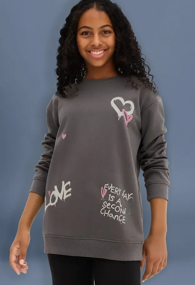 Kinder - Sweatshirt aus reiner Bio-Baumwolle - anthrazit