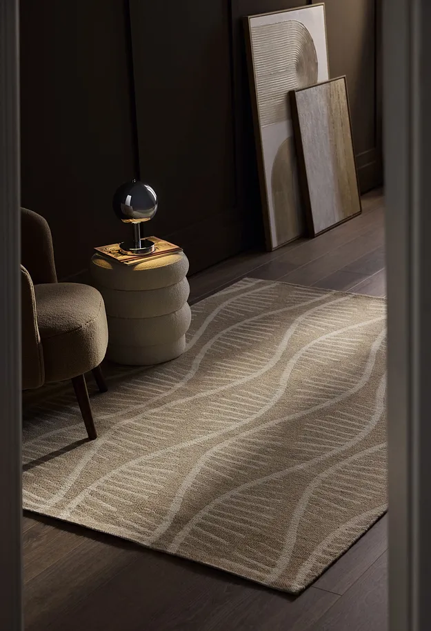 Wohnen - Woll-Teppich mit moderner Musterung - beige