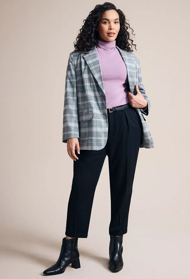 Im Trend - Oversize Blazer - schwarz kariert