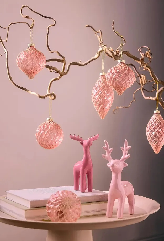 Maison - Boules de No&euml;l (ens. 8 pces) - rose