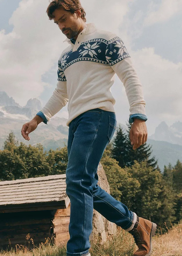 Herren - Norweger-Pullover in Regular-Fit - wollwei&szlig; norwegermuster