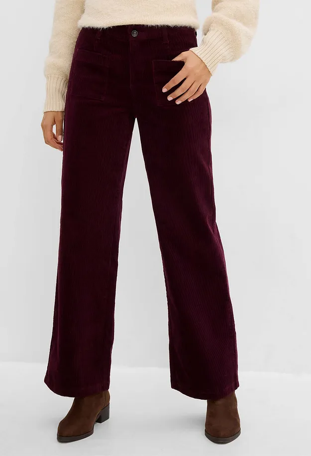 Im Trend - Cordhose aus Baumwoll-Stretch - weinrot
