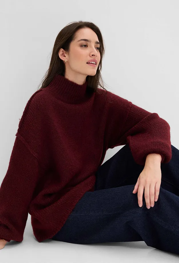Im Trend - Grobstrick-Pullover - ahornrot