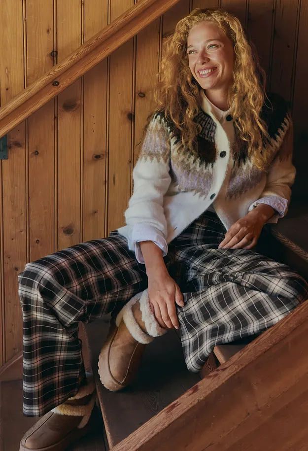Femme - Gilet en maille &agrave; motif norv&eacute;gien - &eacute;cru