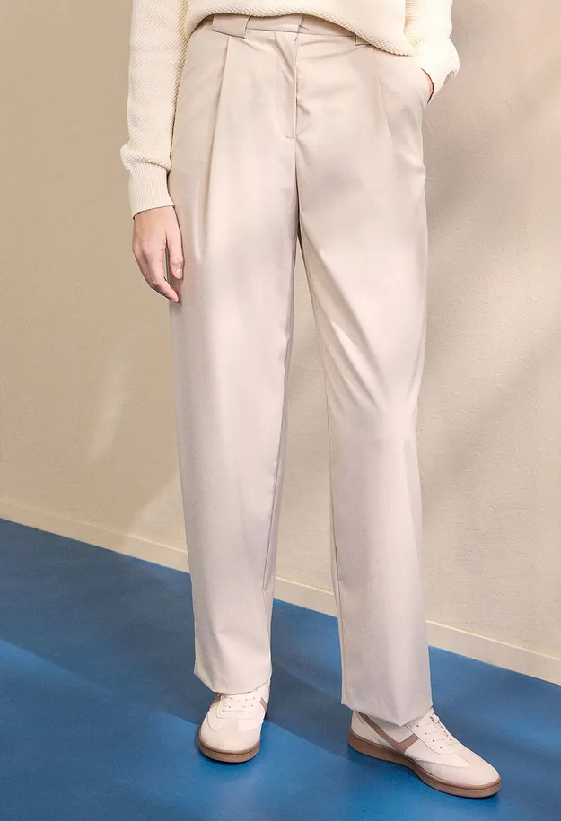 Femme - Pantalon barrel taille haute - sable clair chin&eacute;