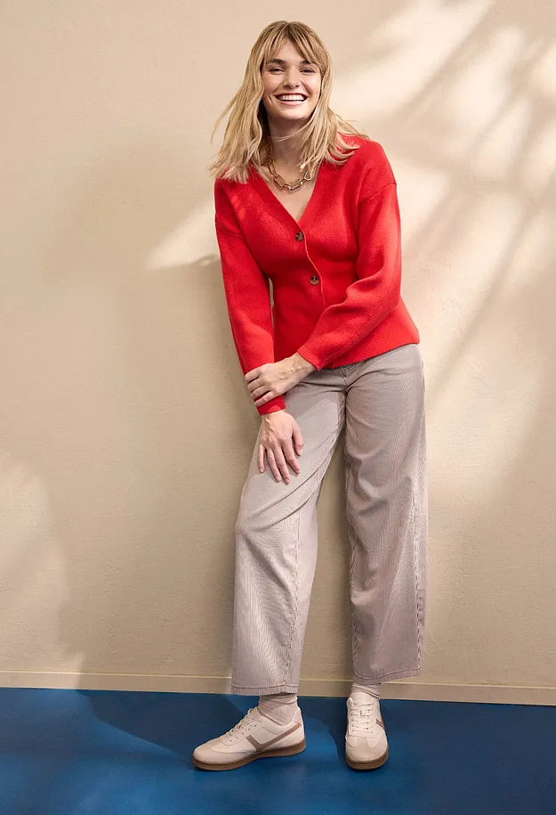 Femme - Pantalon ballon &agrave; rayures - marron/&eacute;cru ray&eacute;