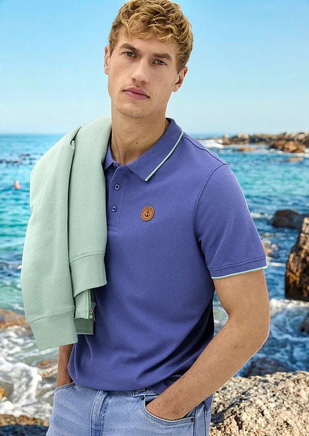 Herren - Piqu&eacute;-Poloshirt aus reiner Bio-Baumwolle - jeansblau