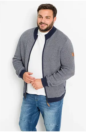 Gilet gris en grosse maille à col montant