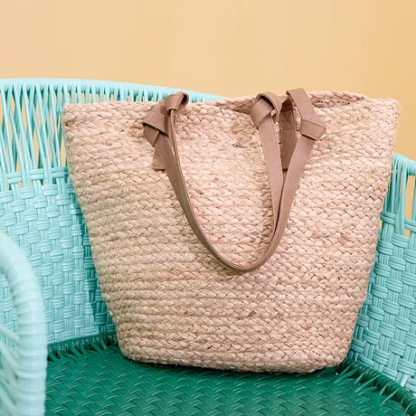 Tendance - Sac cabas en paille - naturel