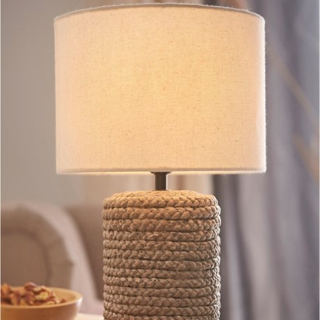 Maison - Lampe de table pied aspect roseau tressé - beige/marron