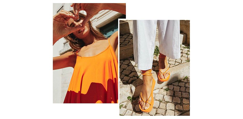Femme - Robe longue ample - orange