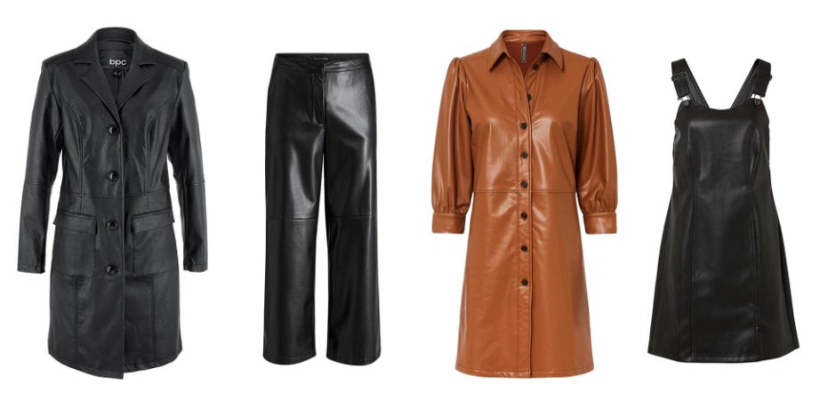 Damen - Leichter Lederimitat-Mantel mit Revers, tailliert - schwarz