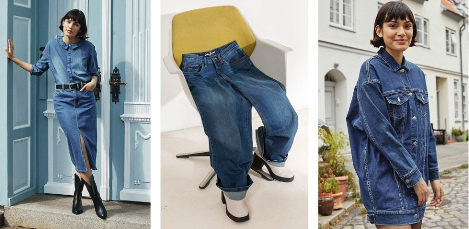 Inspiration - Jupe en jean longue avec fente - bleu denim