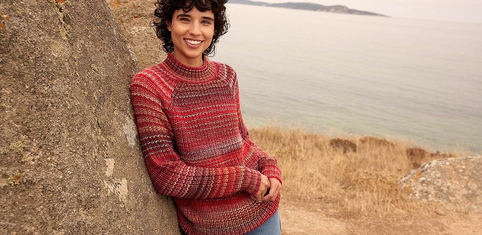 Inspiration - Pullover in Melange-Optik - ahornrot meliert