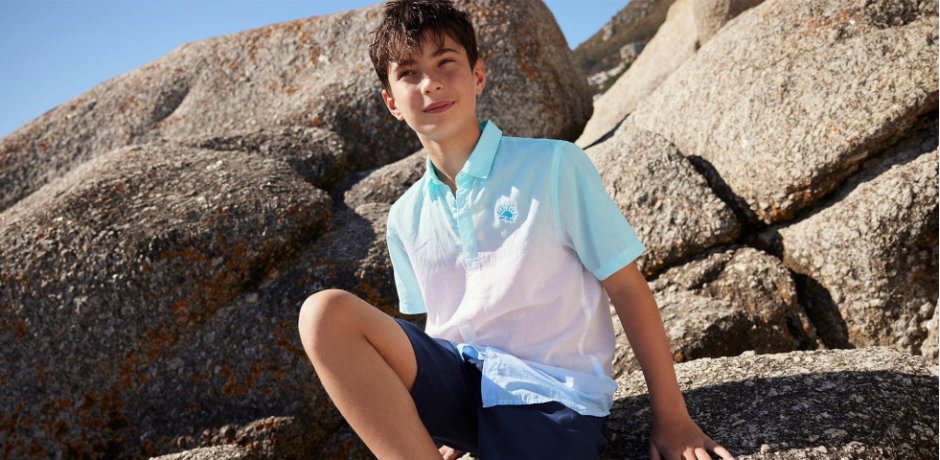 Enfant - Chemise manches courtes Tie Dye garçon - blanc/turquoise/bleu moyen