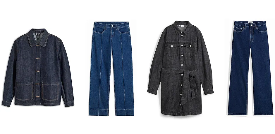 Damen - Jeansjacke loose fit, rinse wash - dunkelblau denim