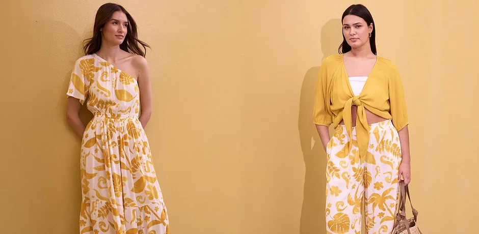 Tendance - Robe asymétrique imprimée en viscose texturée - blanc/curry floral