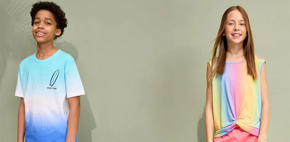 Enfant - T-shirt à dégradé en coton - bleu glacier/turquoise/blanc/bleu nuit