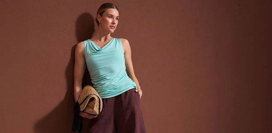 Femme - Top doux en viscose extensible - bleu menthol