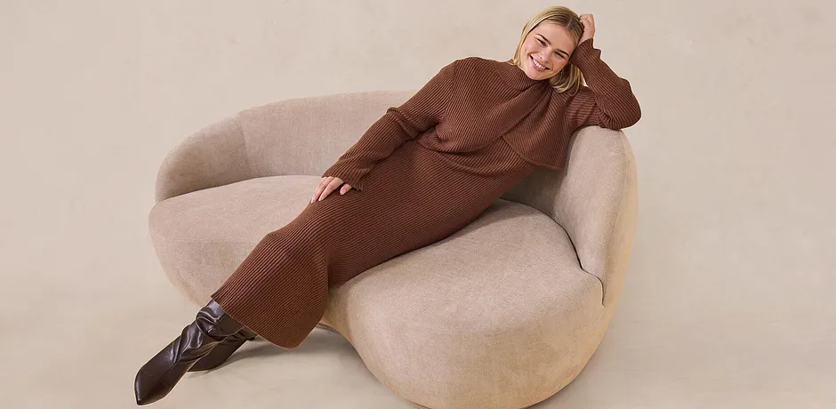 Im Trend - Strickkleid aus Viskose-Mix - pimentbraun